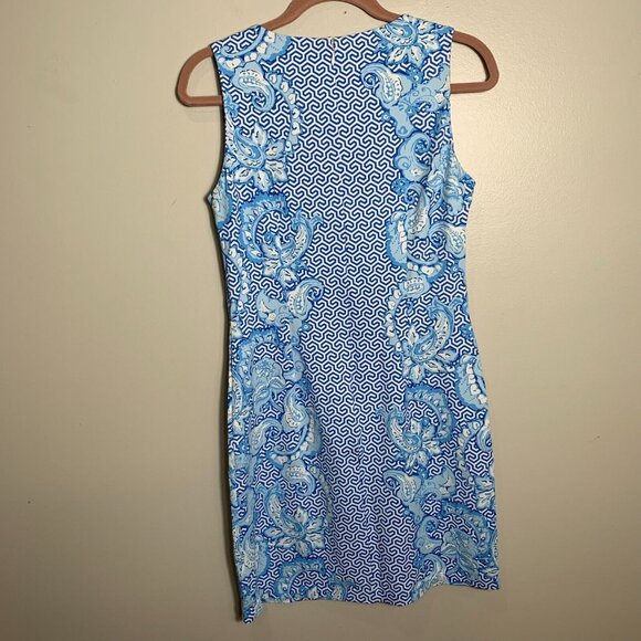 J. McLaughlin Dresses & Skirts - J. Mclaughlin Sheath Dress Size Small Blue Floral Catalina Cloth Stretch travel